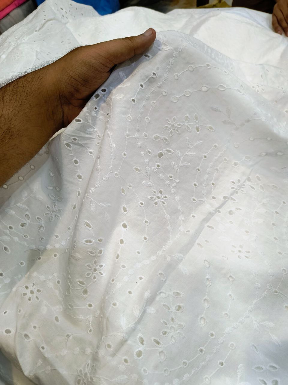 Premium Hakuba Chikankari Embroidery On Pure Cotton FABRIC (Dyeable Also) (Big WIDTH!!)