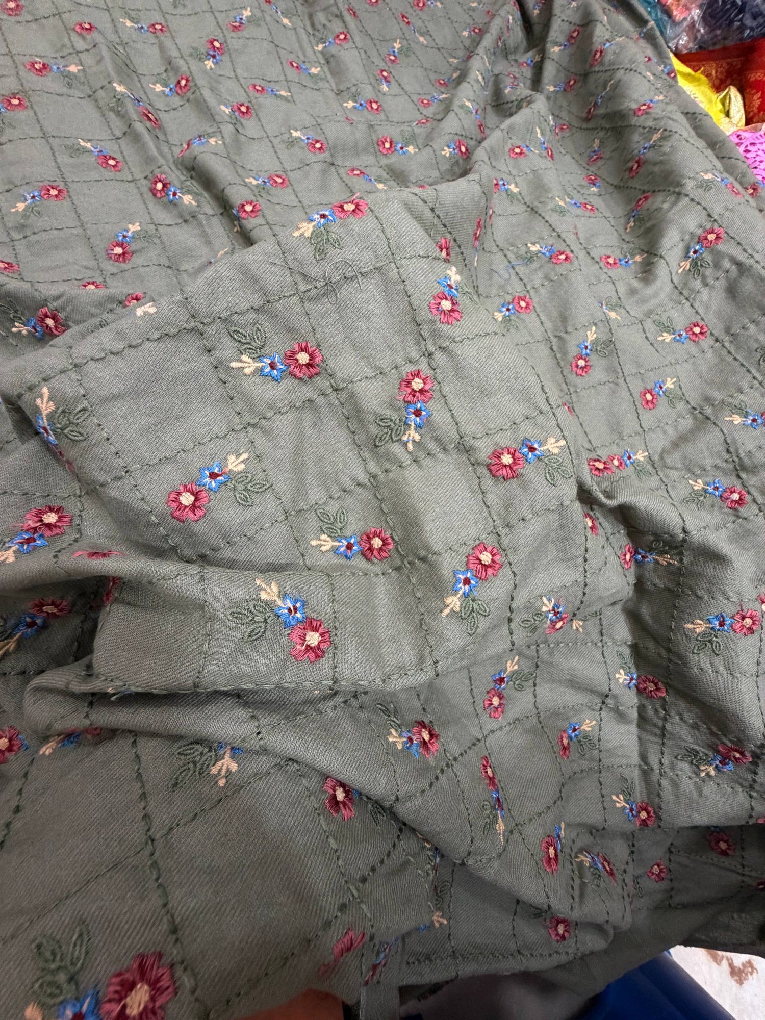 Most Premium Pure Fine Thread Embroidery On Cotton FABRIC (Big WIDTH!!)