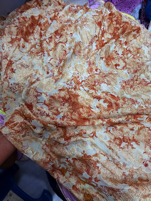 Most Premium Fine Zari Weaving On Pure Georgette FABRIC