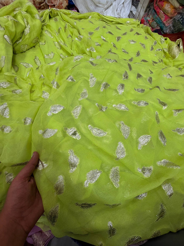 Most Premium Fine Zari Weaving On Pure Georgette FABRIC