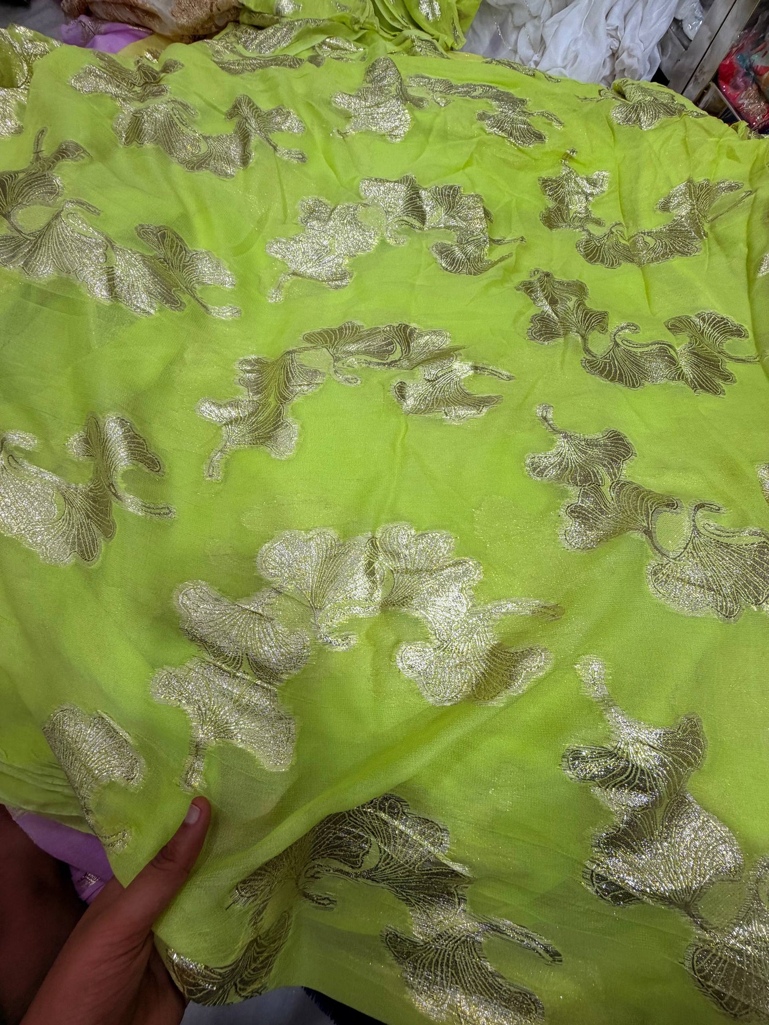 Most Premium Fine Zari Weaving On Pure Georgette FABRIC