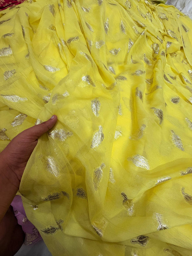 Most Premium Fine Zari Weaving On Pure Georgette FABRIC