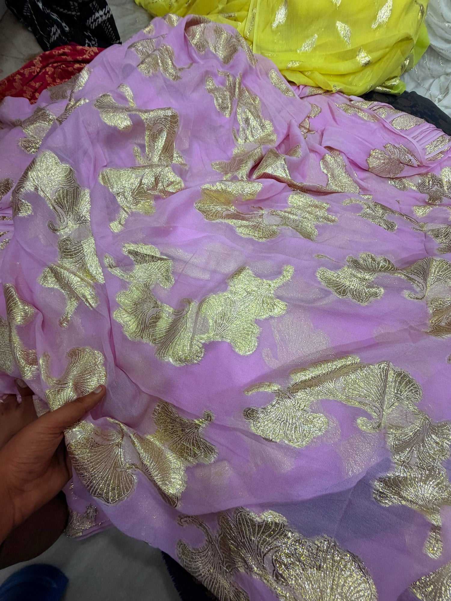Most Premium Fine Zari Weaving On Pure Georgette FABRIC