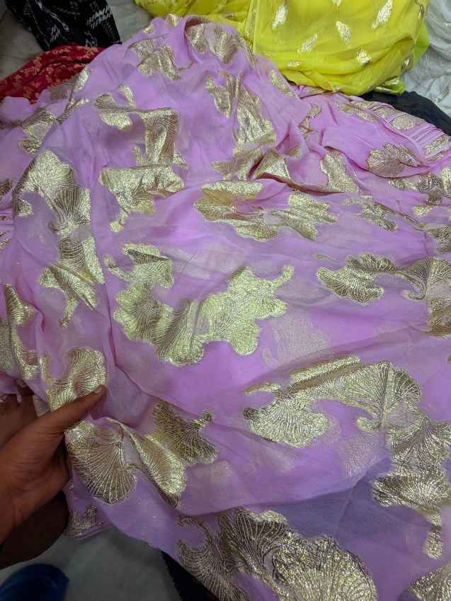 Most Premium Fine Zari Weaving On Pure Georgette FABRIC