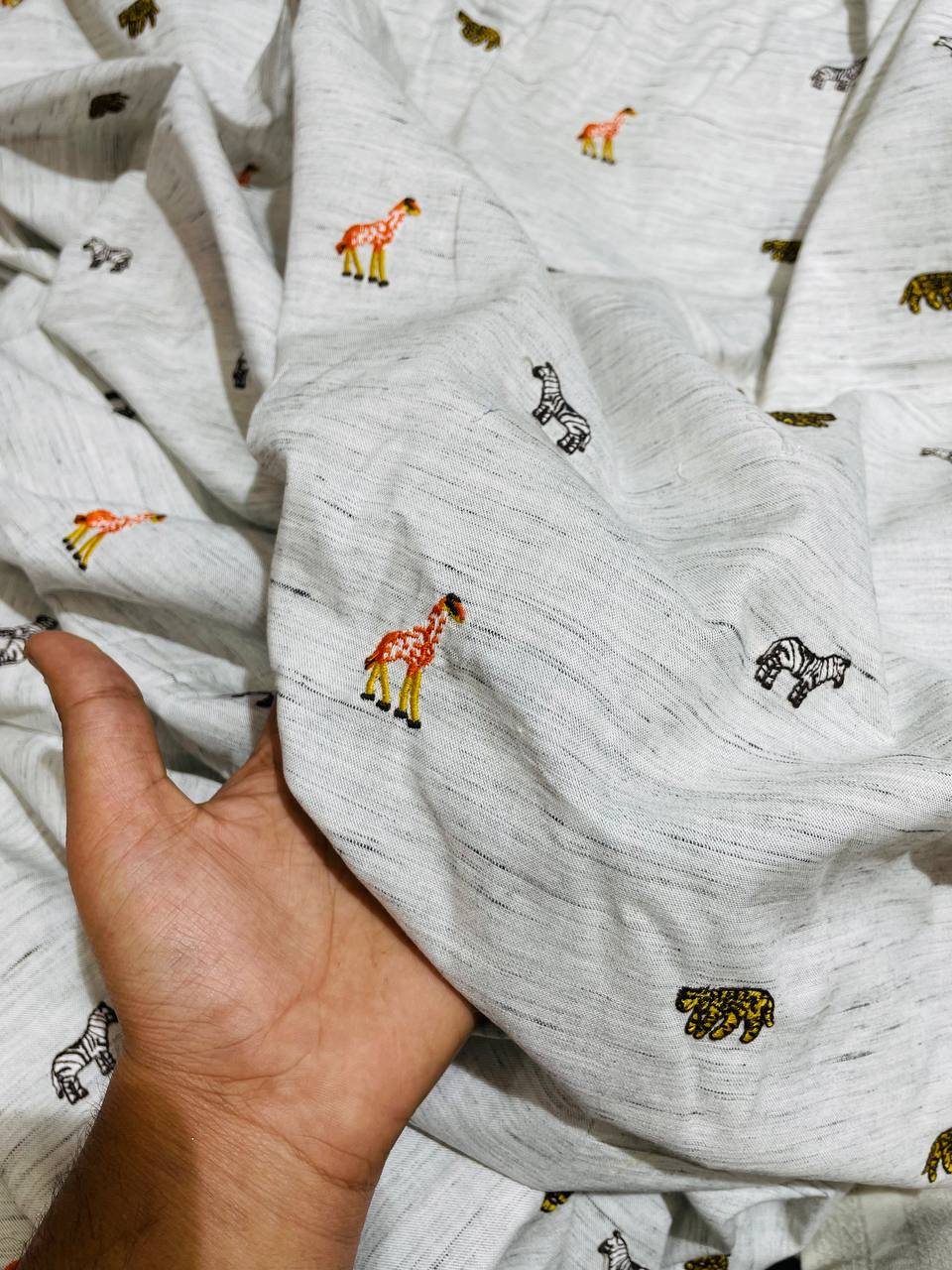 Most Premium Export Quality Pure Linen Cotton FABRIC With Fine Embroidery Work (Big WIDTH!!)