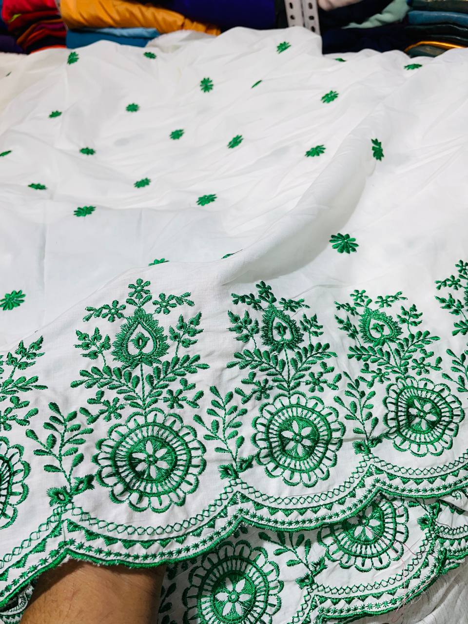 Most Premium Export Quality Of Pure Cotton FABRIC With Fine Embroidery Work (Big WIDTH!!)