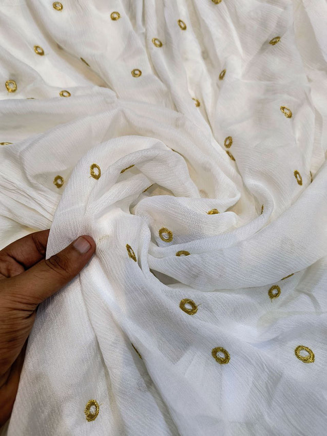 Most Premium Pure Chinon FABRIC With Fine Embroidery