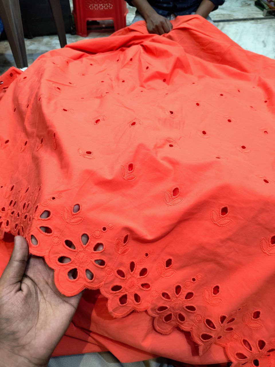 Premium Hakuba Chikankari Embroidery On Pure Cotton FABRIC (Big WIDTH!!)