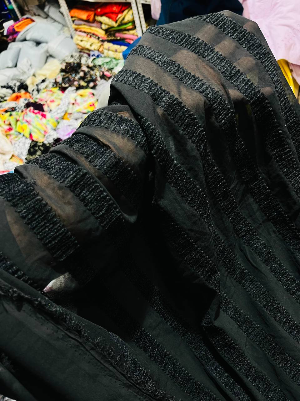 Most Premium Pure Viscose Georgette With Fine Ribbon Thread Work (Big WIDTH!!)