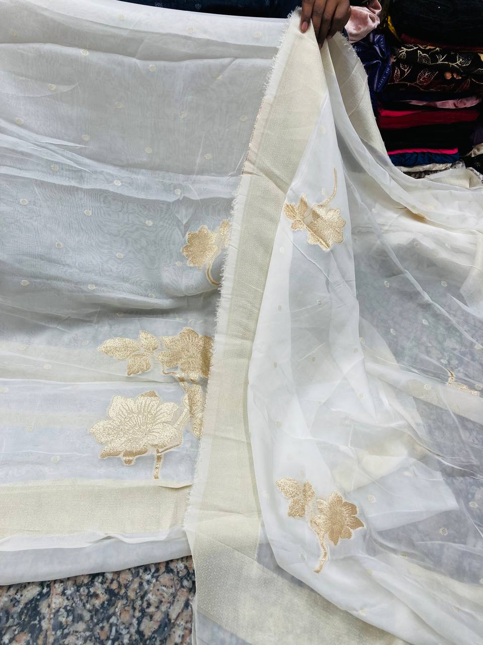 Most Premium Quality Of Suits - Tissue Organza Silk Dyeable  ( Complete Suit With SALWAAR)