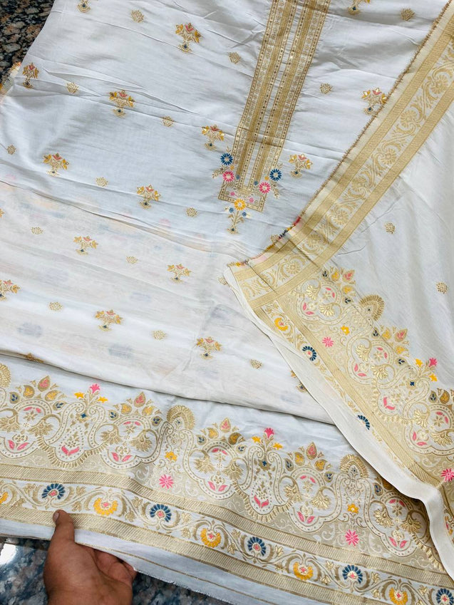 Most Premium Quality Of Suits - Dola Silk Dyeable  ( Complete Suit With SALWAAR)