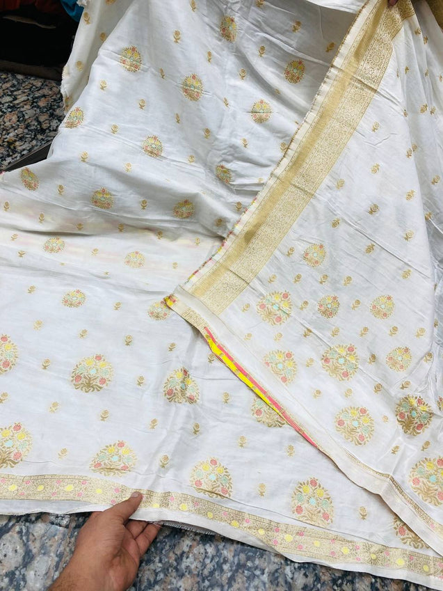 Most Premium Quality Of Suits - Dola Silk Dyeable  ( Complete Suit With SALWAAR)
