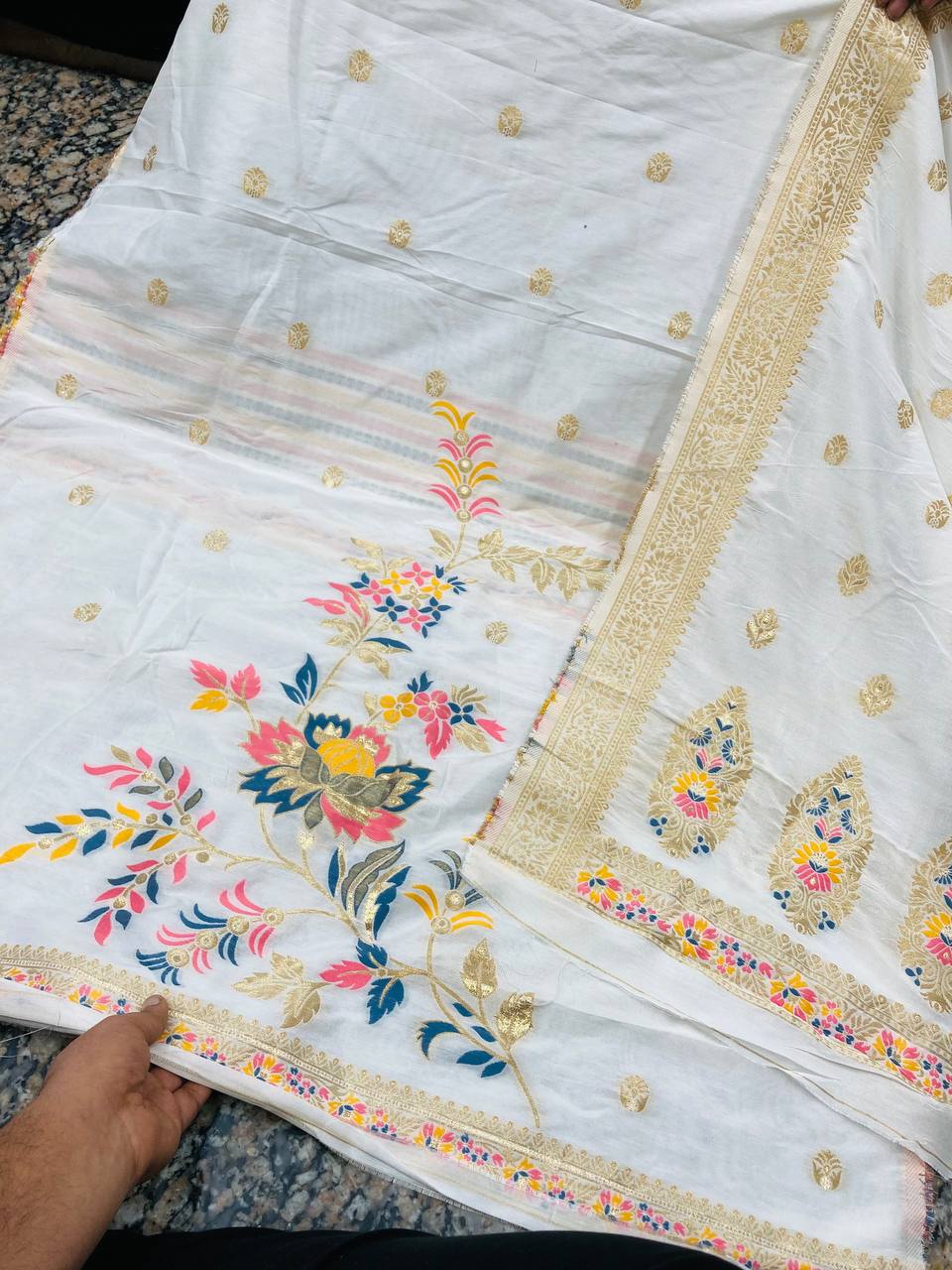 Most Premium Quality Of Suits - Dola Silk Dyeable  ( Complete Suit With SALWAAR)