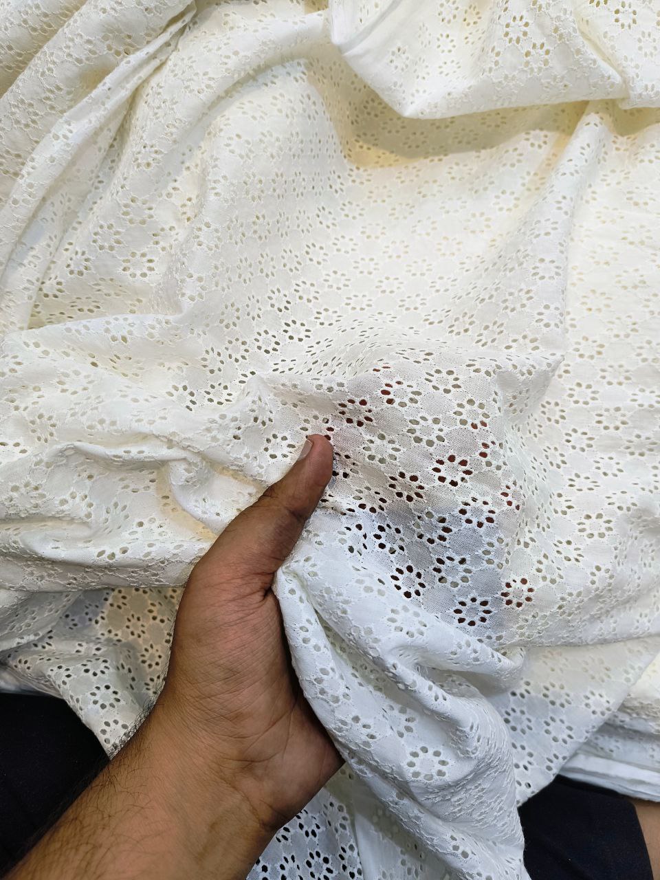 Premium Hakuba Chikankari Embroidery On Pure Cotton FABRIC (Dyeable Also) (Big WIDTH!!)