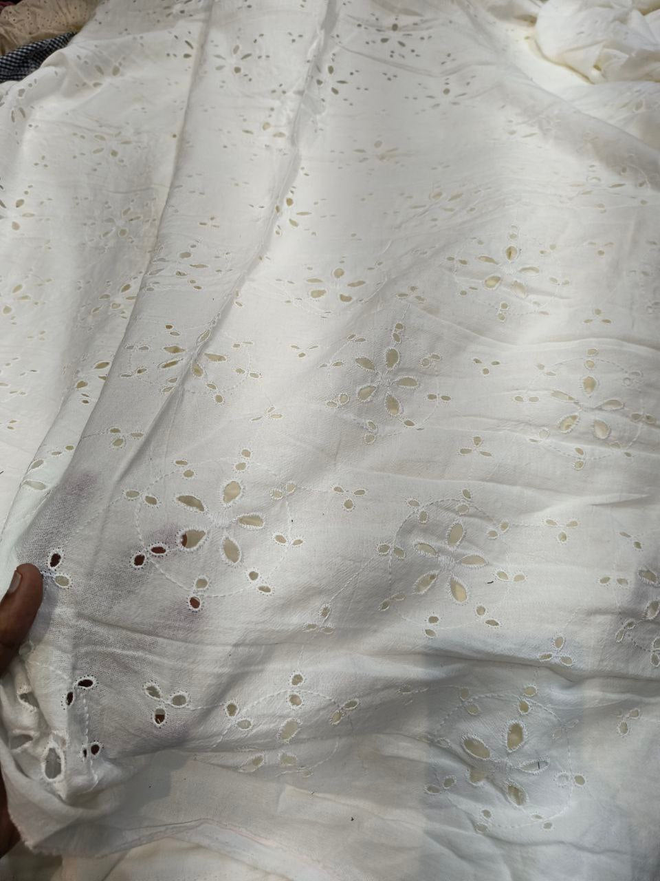 Premium Hakuba Chikankari Embroidery On Pure Cotton FABRIC (Dyeable Also) (Big WIDTH!!)