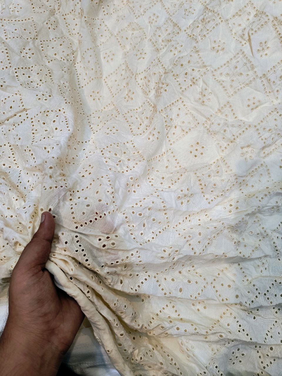 Premium Hakuba Chikankari Embroidery On Pure Cotton Hosiery FABRIC (Big WIDTH!!)