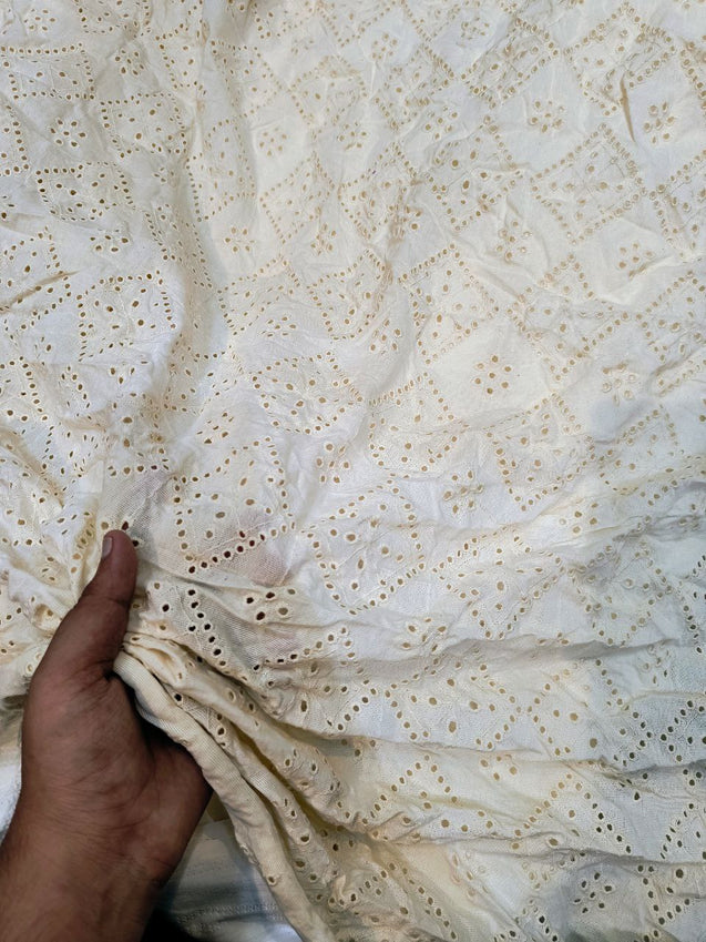 Premium Hakuba Chikankari Embroidery On Pure Cotton Hosiery FABRIC (Big WIDTH!!)