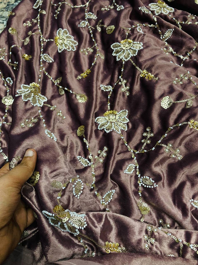 Most Premium Pure Makhmal Silk Velvet FABRIC With Fine Hand Work