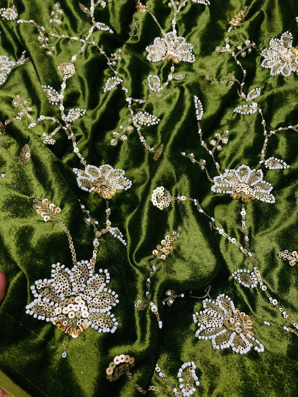 Most Premium Pure Makhmal Silk Velvet FABRIC With Fine Hand Work