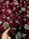 Most Premium Pure Makhmal Silk Velvet FABRIC With Fine Hand Work