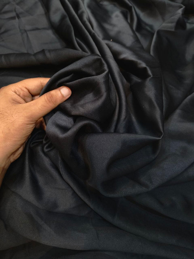 Premium Pure Modal Satin Fabric (Big WIDTH!!) - ALL BLACK Colour