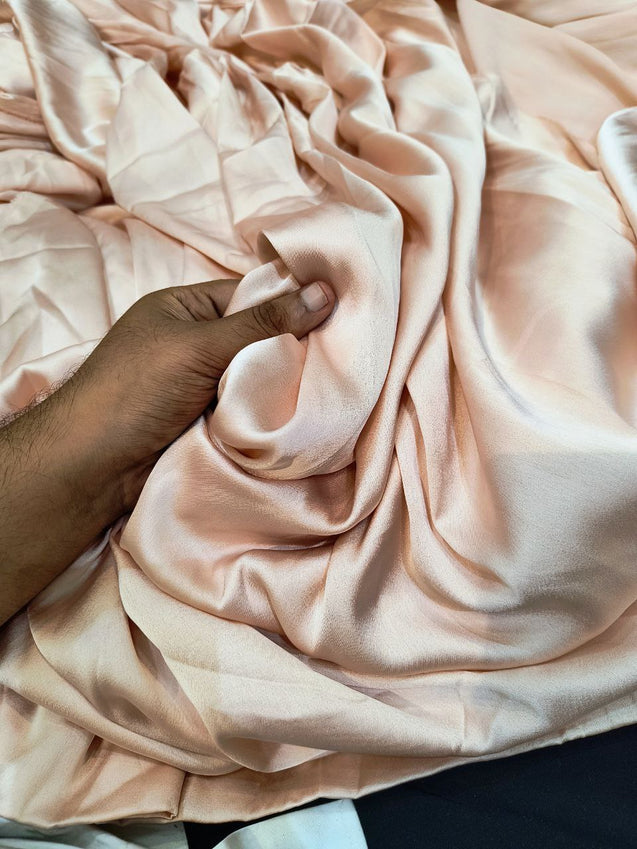 Premium Pure Modal Satin Fabric (Big WIDTH!!) - SILK PEACH Colour