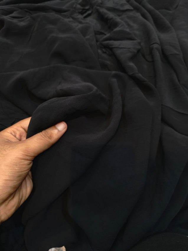(SALE PRICES) Most Premium Pure Viscose Georgette FABRIC (ALL BLACK) (Big WIDTH!!)
