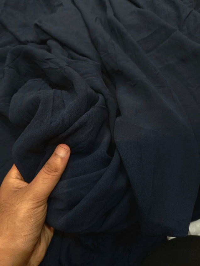 (SALE PRICES) Most Premium Pure Viscose Georgette FABRIC (DARK BLUE) (Big WIDTH!!)