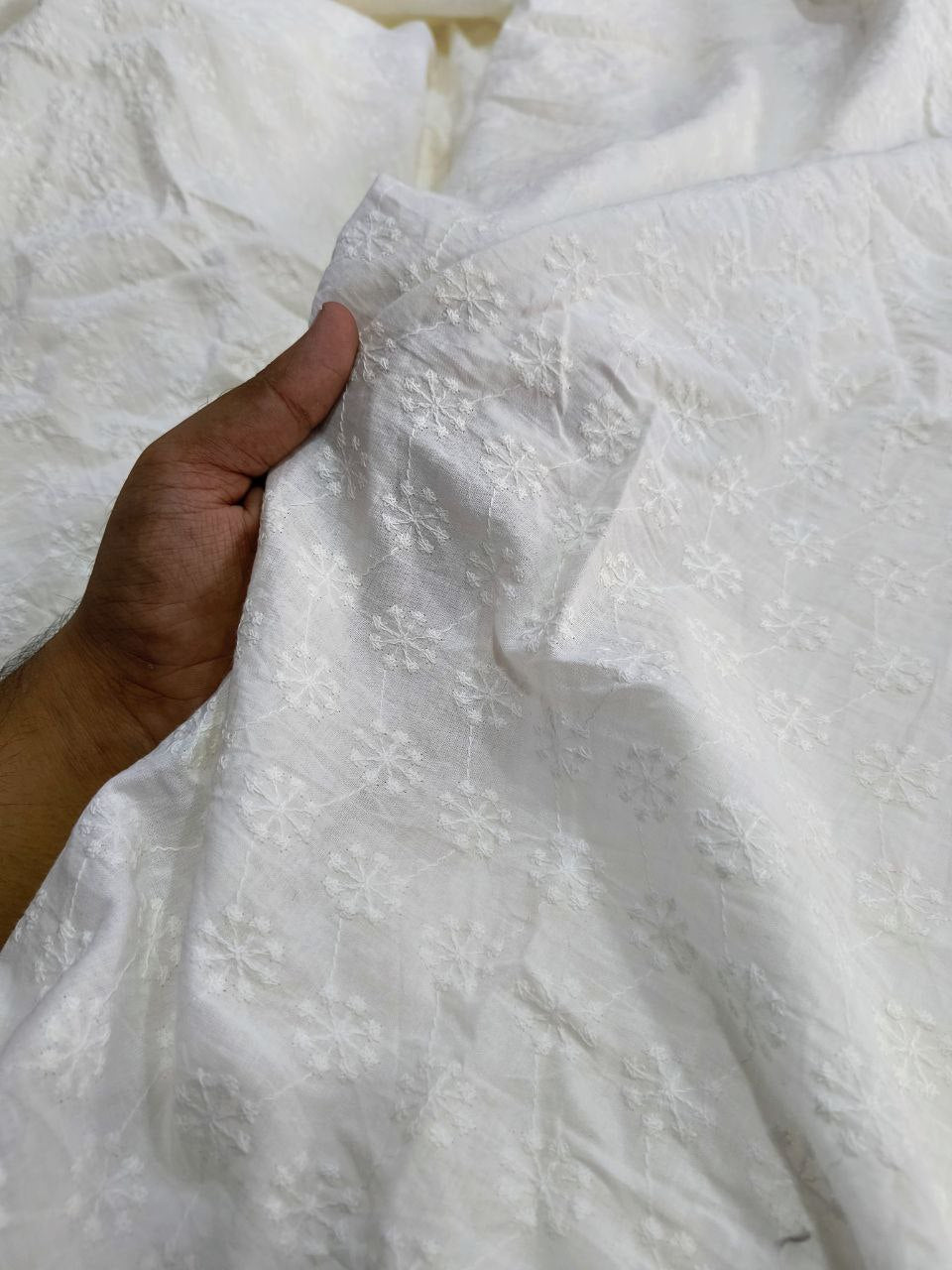 (SALE PRICES) Premium Chikankari Embroidery On Pure Cotton FABRIC (Dyeable Also) (Big WIDTH!!)