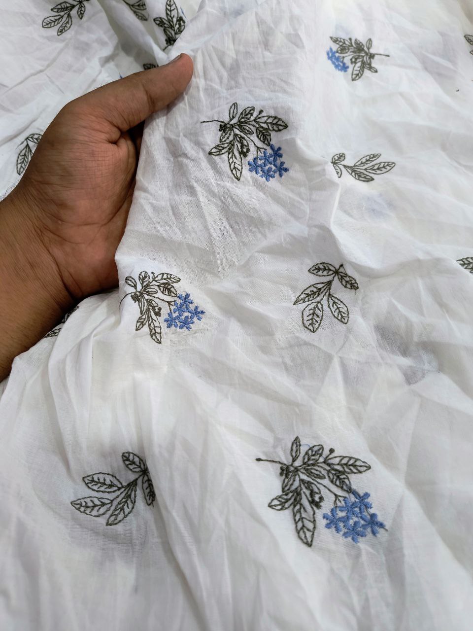 (SALE PRICES) Premium Fine Thread Embroidery On Pure Cotton FABRIC (Big WIDTH!!)