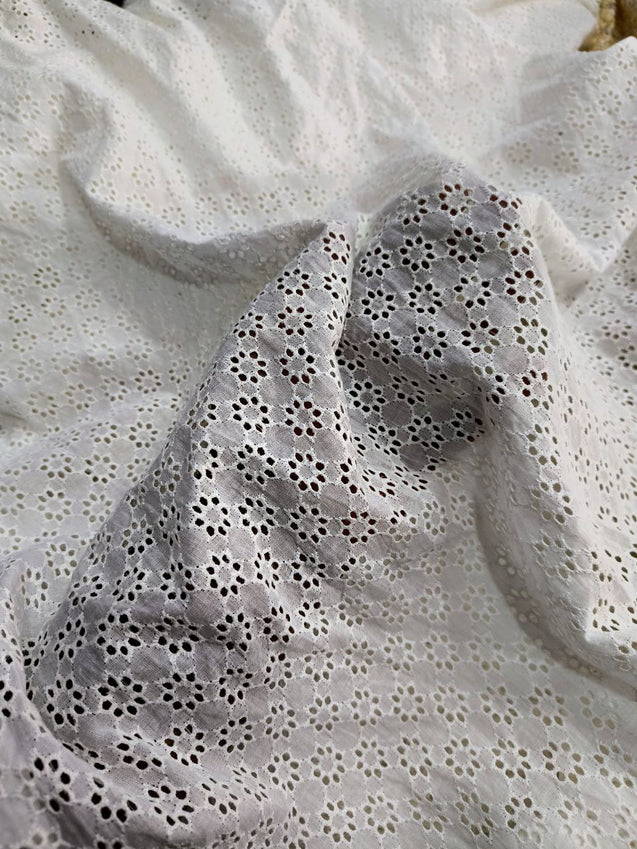 (SALE PRICES) Premium Hakuba Chikankari Embroidery On Pure Cotton FABRIC (Dyeable Also) (Big WIDTH!!)