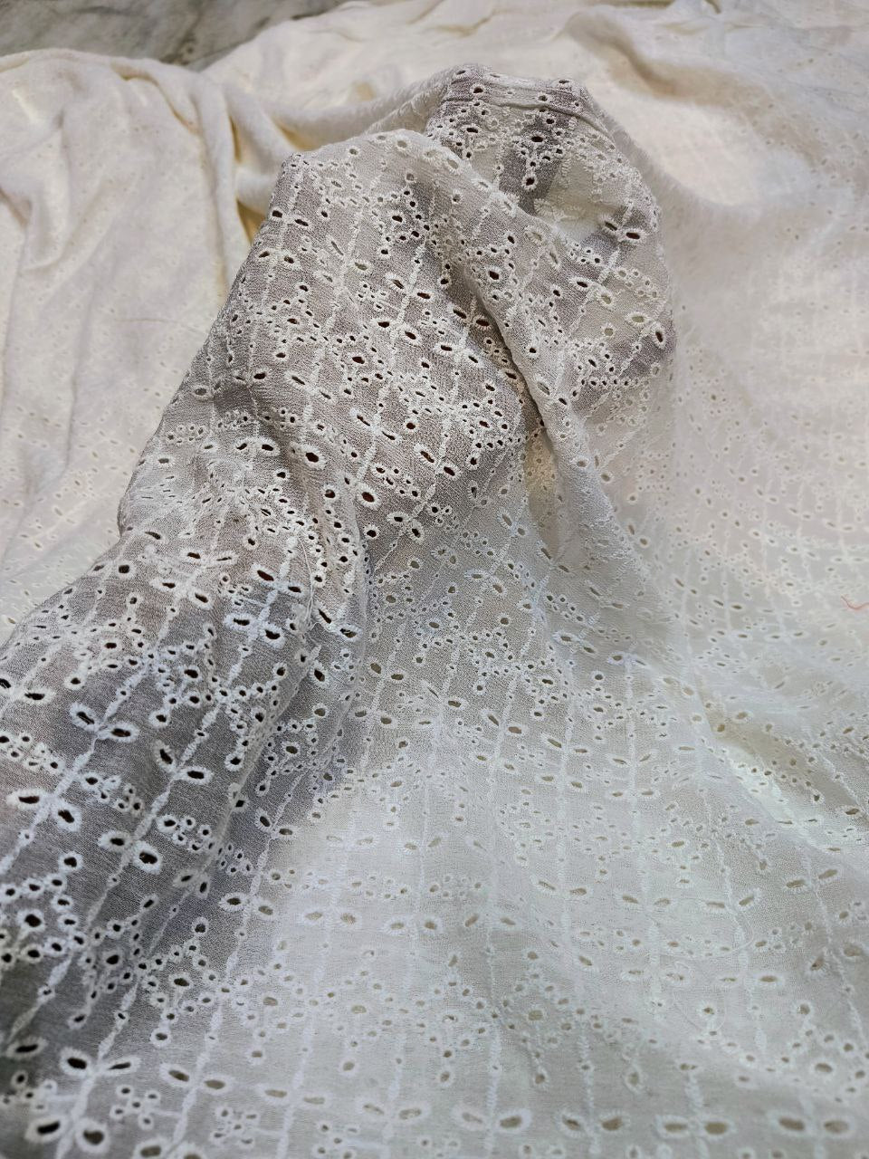 Premium Hakuba Chikankari Embroidery On Pure VISCOSE GEORGETTE FABRIC (Big WIDTH!!)