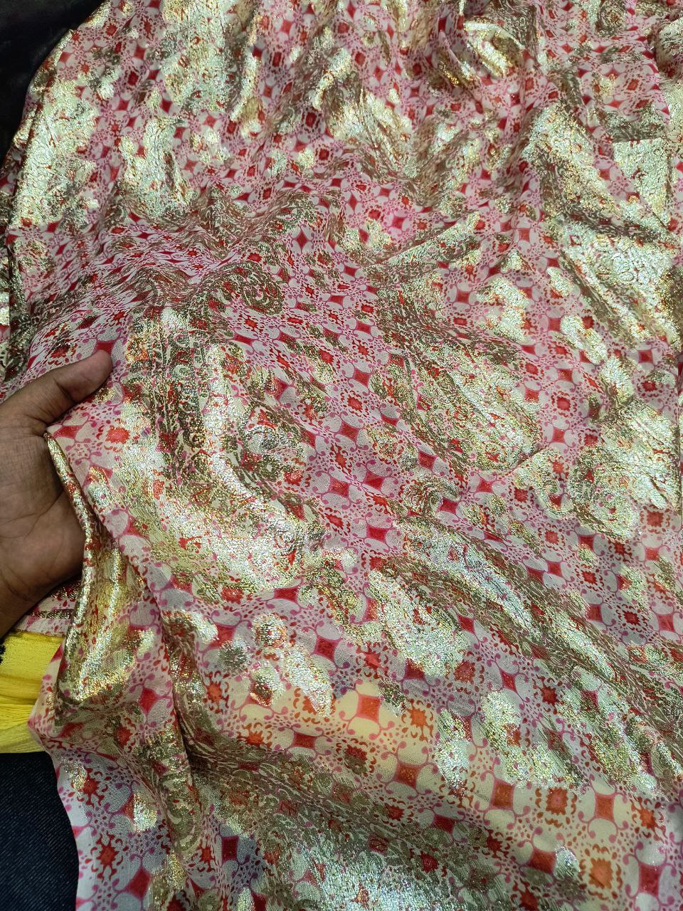 (SALE PRICES) Premium Fine Zari Weaving On Pure Georgette FABRIC