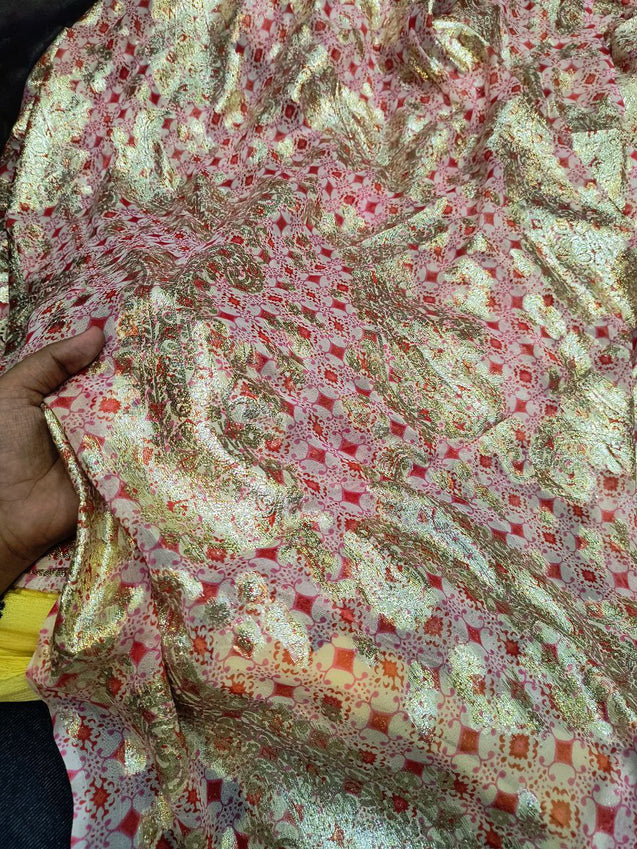 (SALE PRICES) Premium Fine Zari Weaving On Pure Georgette FABRIC