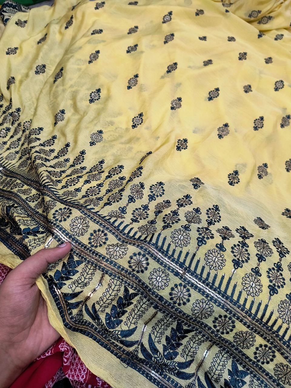 (SALE PRICES) Premium Fine Chinon FABRIC With Fine Embroidery