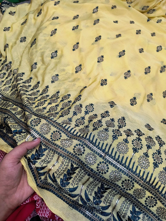 (SALE PRICES) Premium Fine Chinon FABRIC With Fine Embroidery