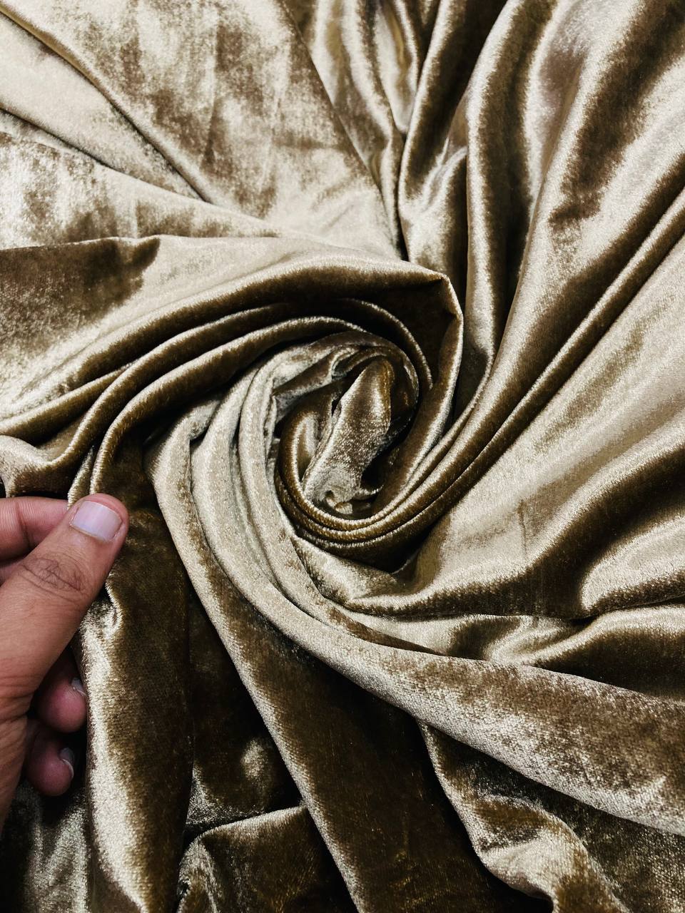 Premium Pure Imported Silk Makhmal Velvet FABRIC - BEIGE