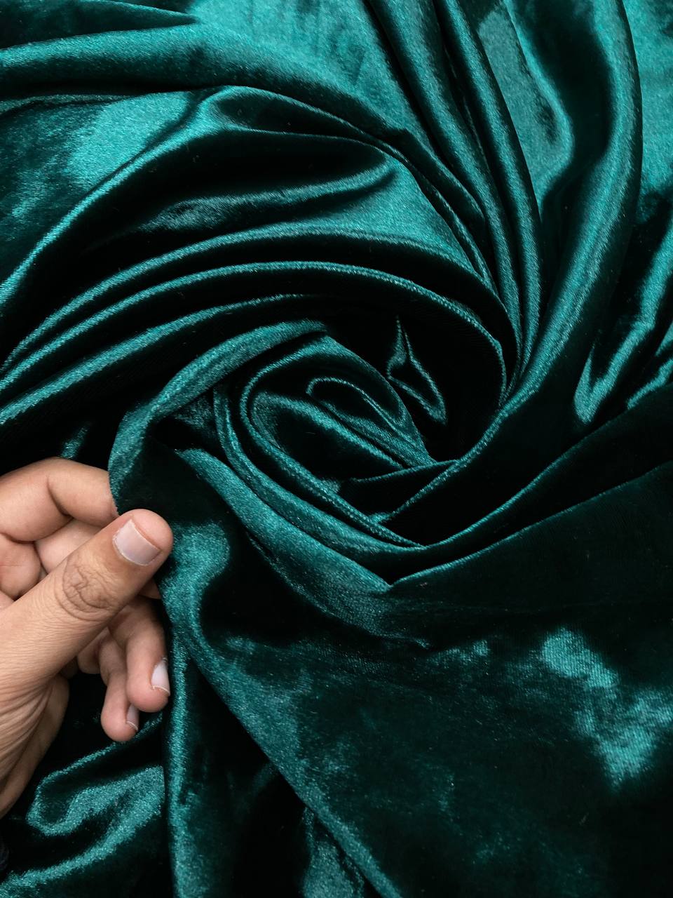 Premium Pure Imported Silk Makhmal Velvet FABRIC - DARK GREEN