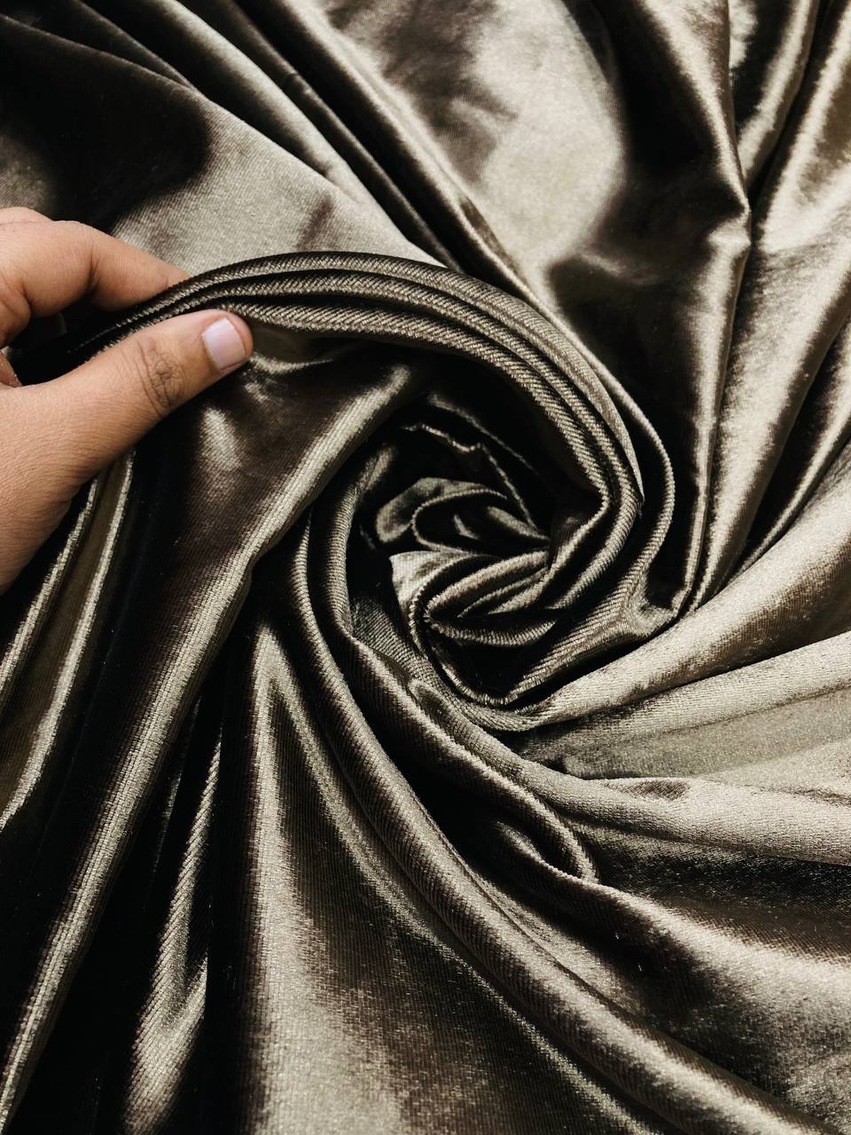 Premium Pure Imported Silk Makhmal Velvet FABRIC - BROWN
