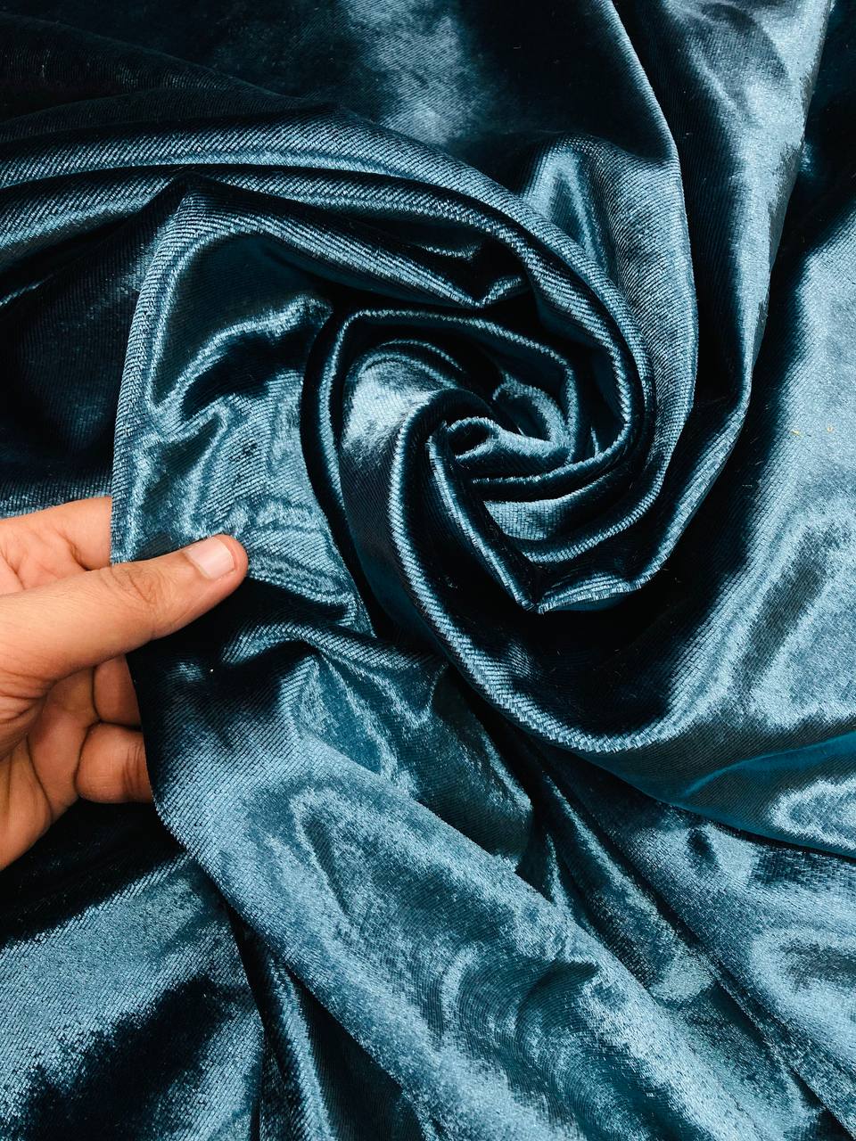 Premium Pure Imported Silk Makhmal Velvet FABRIC - CLAY BLUE