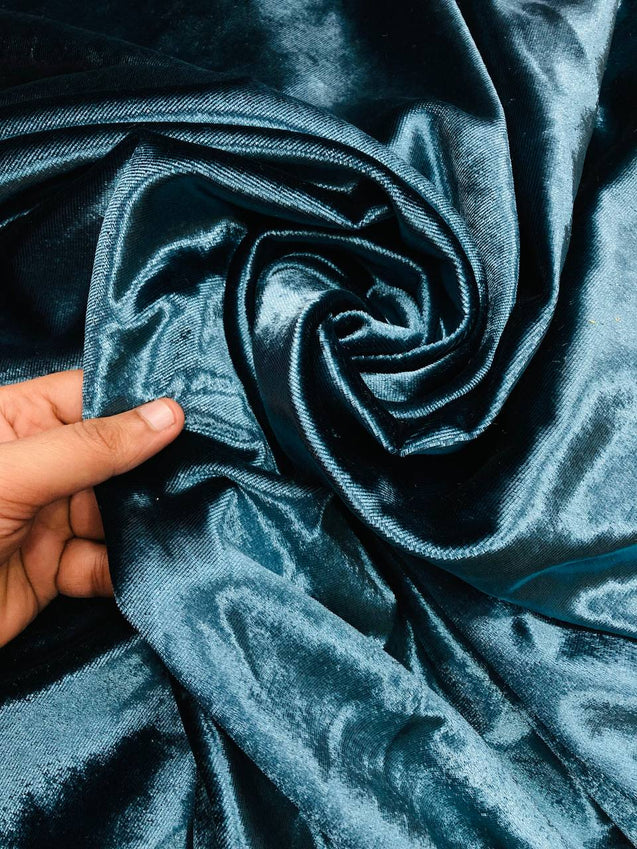 Premium Pure Imported Silk Makhmal Velvet FABRIC - CLAY BLUE