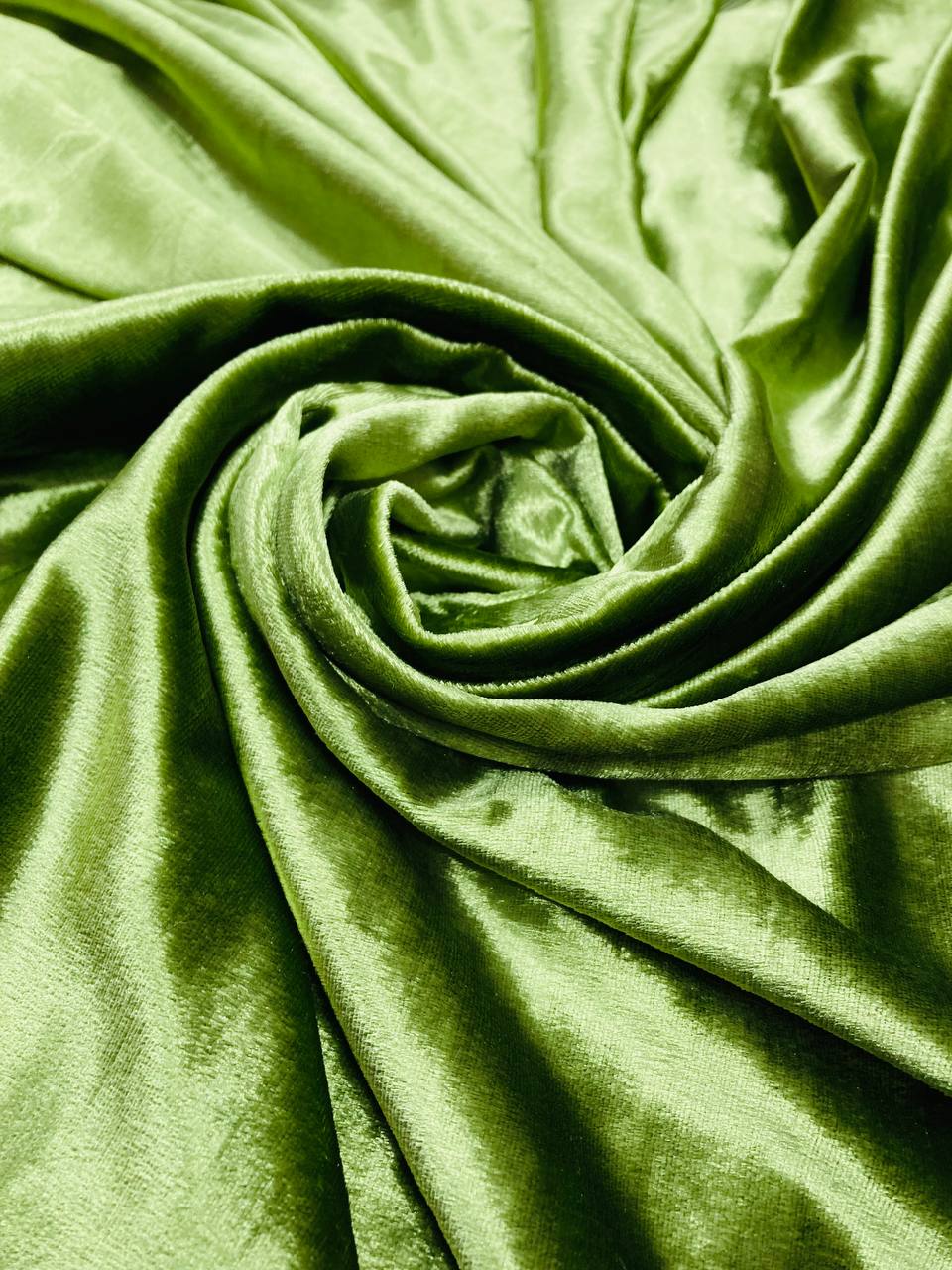 Premium Pure Imported Silk Makhmal Velvet FABRIC - PISTA GREEN