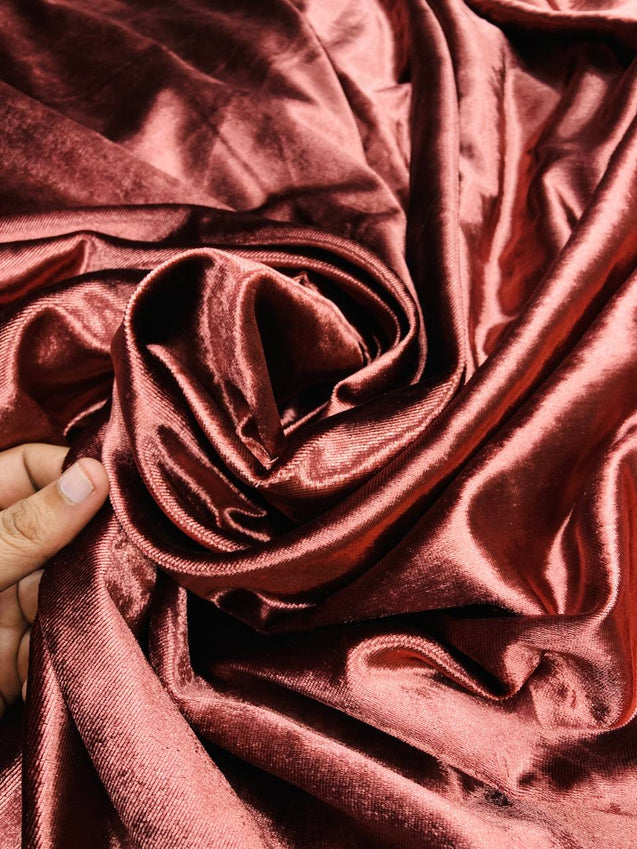 Premium Pure Imported Silk Makhmal Velvet FABRIC - COPPER