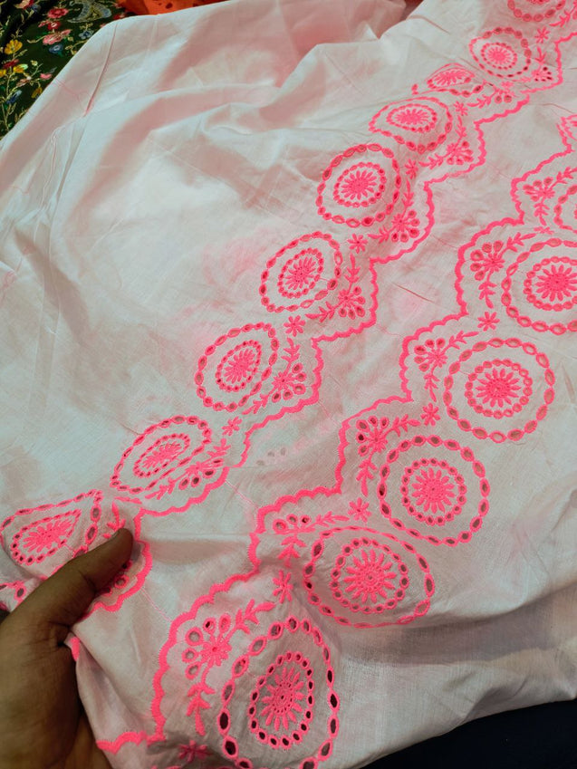 Premium Pure Cotton Fabric With Hakuba Chikankari Embroidery (Big WIDTH!!)