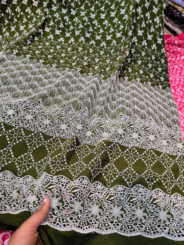 Premium Pure Cotton Fabric With Hakuba Chikankari Embroidery (Big WIDTH!!)