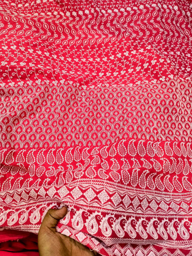 Premium Pure Cotton Fabric With Hakuba Chikankari Embroidery (Big WIDTH!!)