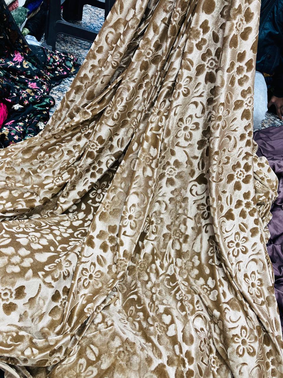 Premium Texture Embossed Shaneel VELVET FABRIC (Big WIDTH!!)