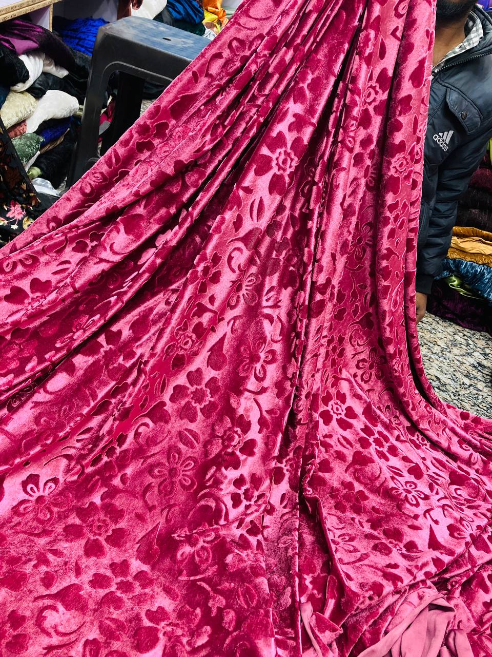 Premium Texture Embossed Shaneel VELVET FABRIC (Big WIDTH!!)