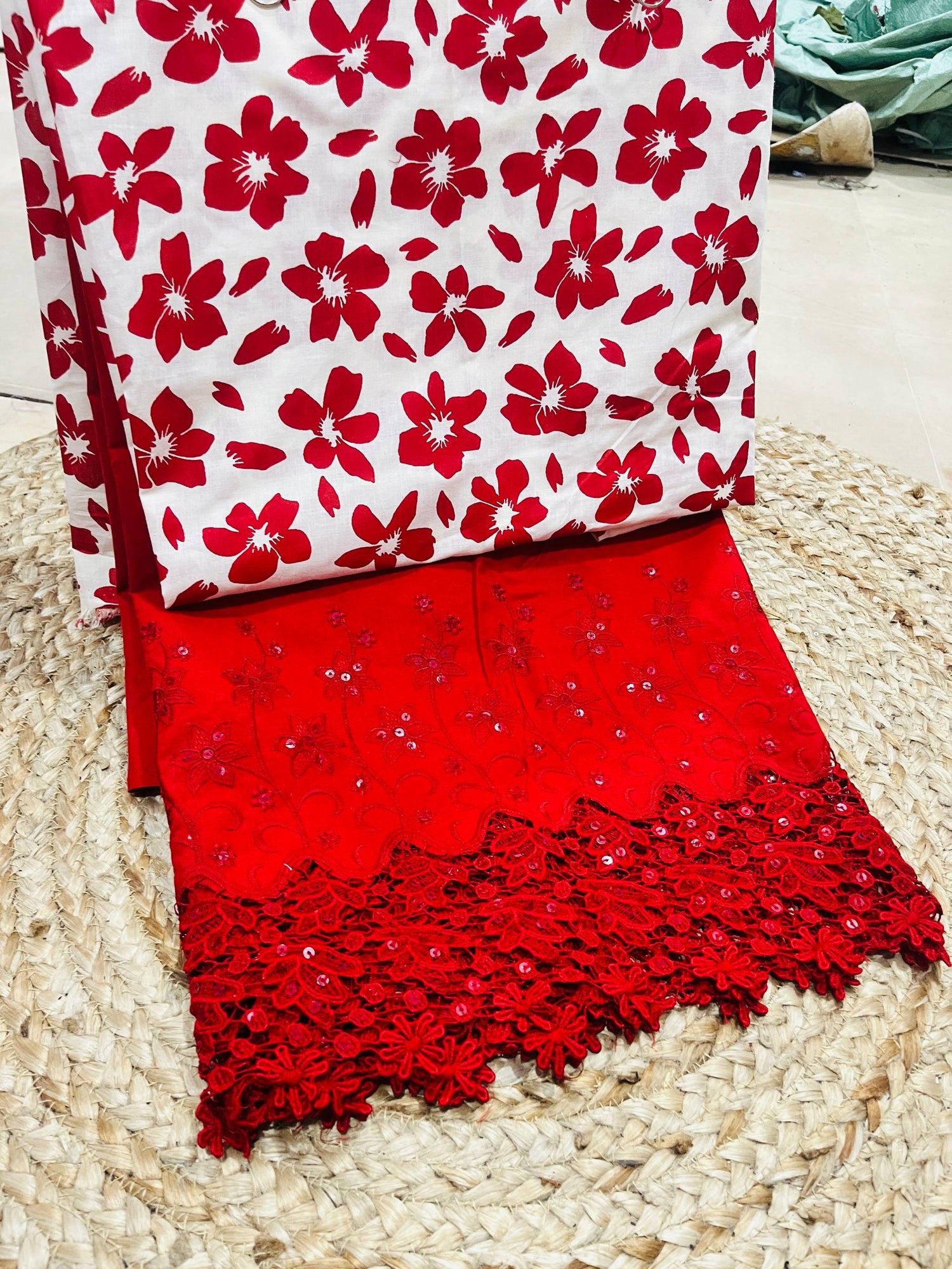 Premium Pure Cotton 80*80 PRINTED Applique Suit Set