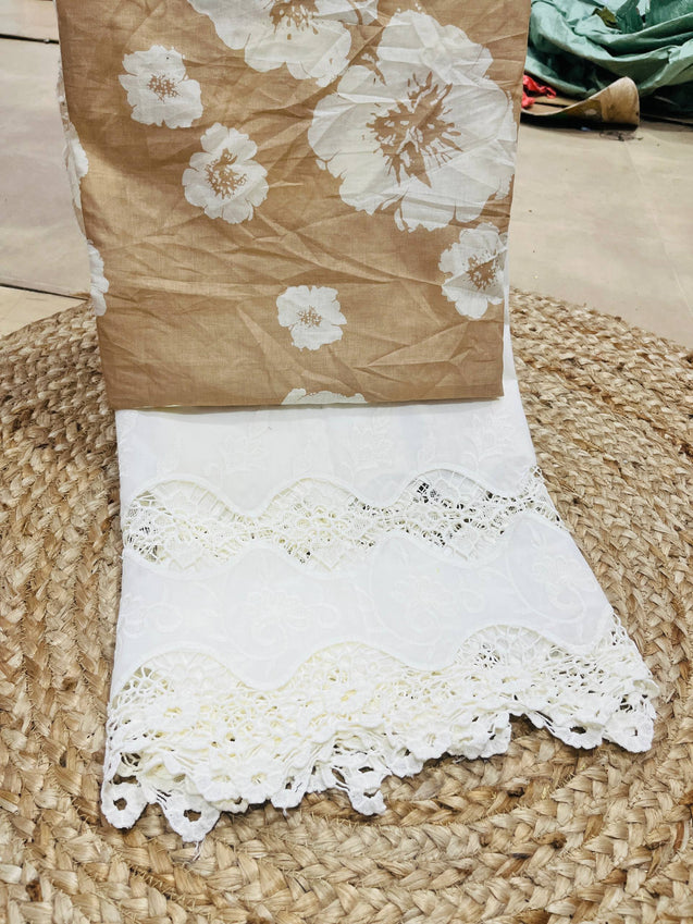 Premium Pure Cotton 80*80 PRINTED Applique Suit Set